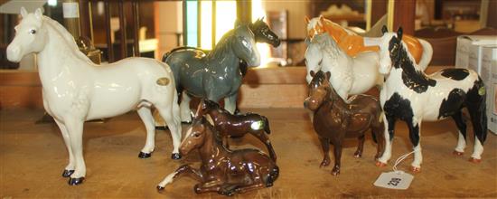 8 Beswick horses & 1 other